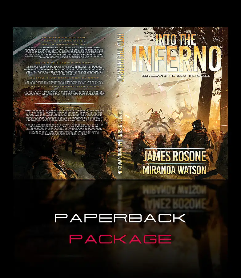 Full paperback cover package, front, back and spine